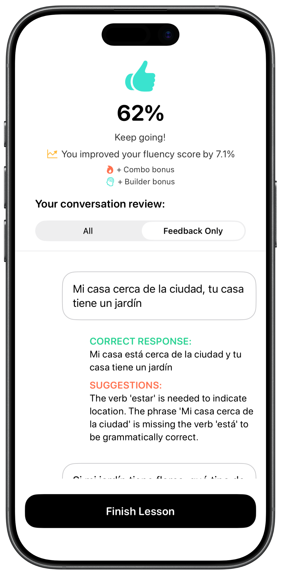 Get smart AI feedback on your Spanish